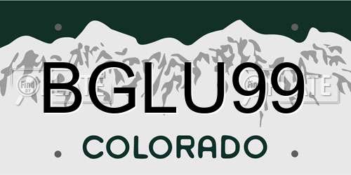 BGLU99 Colorado License Plate