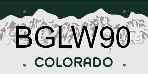 BGLW90 Colorado License Plate