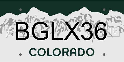 BGLX36 Colorado License Plate