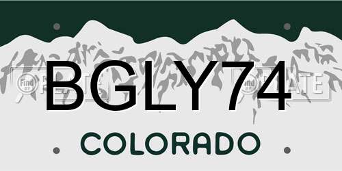 BGLY74 Colorado License Plate