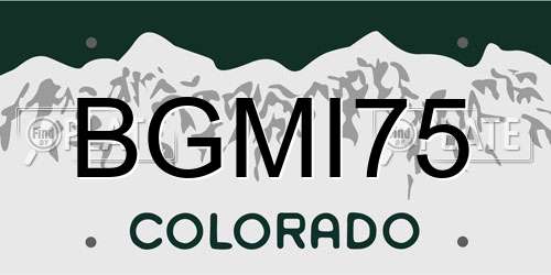 BGMI75 Colorado License Plate