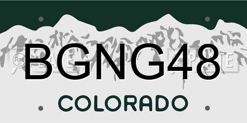 BGNG48 Colorado License Plate