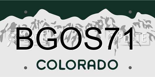 BGOS71 Colorado License Plate