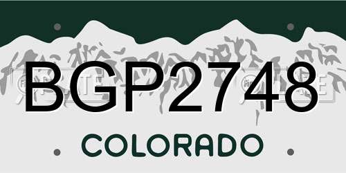 BGP2748 Colorado License Plate