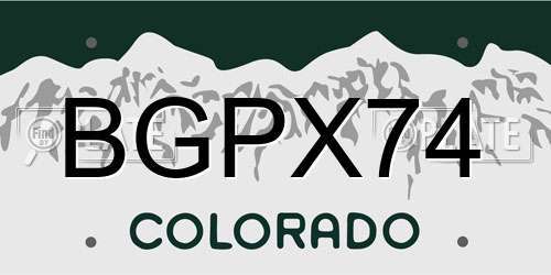 BGPX74 Colorado License Plate