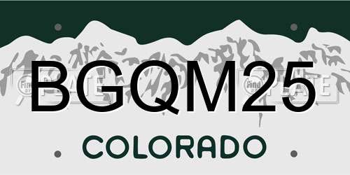 BGQM25 Colorado License Plate