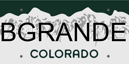 BGRANDE Colorado License Plate
