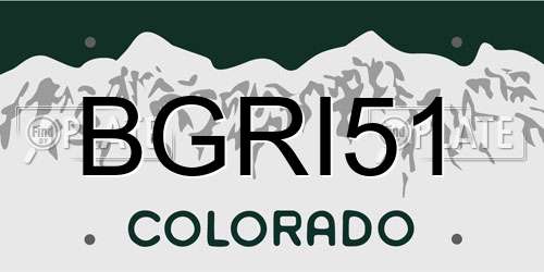 BGRI51 Colorado License Plate