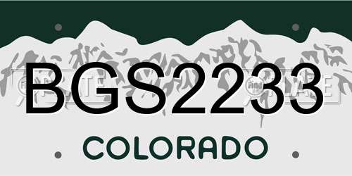 BGS2233 Colorado License Plate
