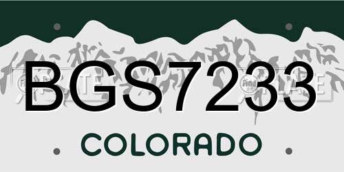 BGS7233 Colorado License Plate