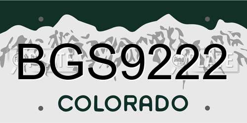 BGS9222 Colorado License Plate