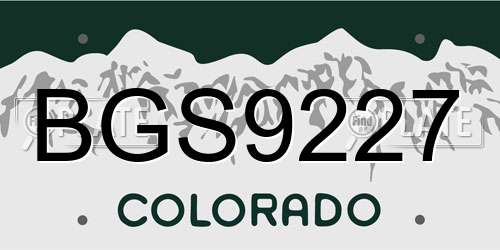 BGS9227 Colorado License Plate