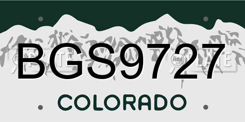 BGS9727 Colorado License Plate