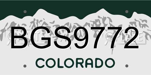 BGS9772 Colorado License Plate