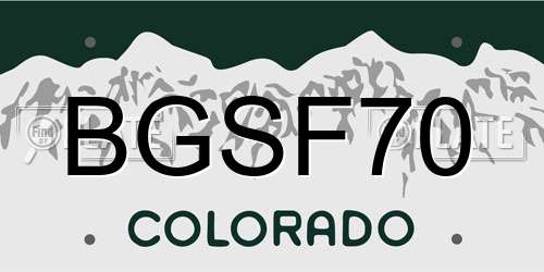 BGSF70 Colorado License Plate