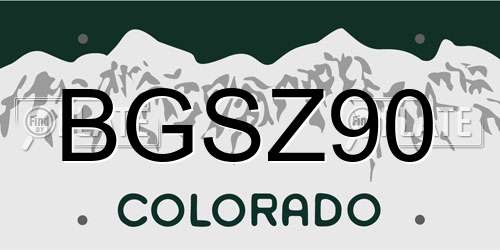 BGSZ90 Colorado License Plate