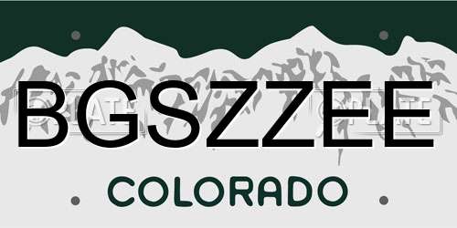 BGSZZEE Colorado License Plate
