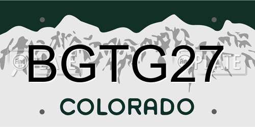 BGTG27 Colorado License Plate