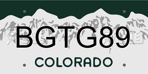BGTG89 Colorado License Plate