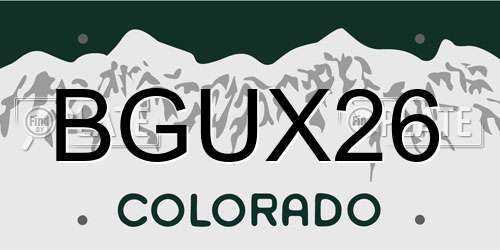BGUX26 Colorado License Plate