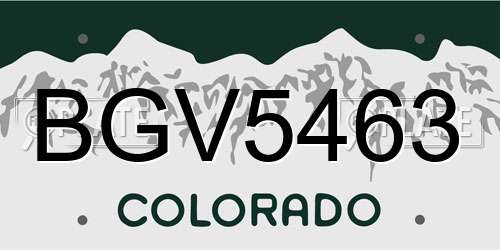 BGV5463 Colorado License Plate