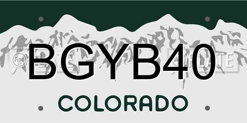 BGYB40 Colorado License Plate