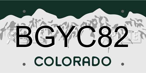 BGYC82 Colorado License Plate