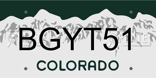 BGYT51 Colorado License Plate