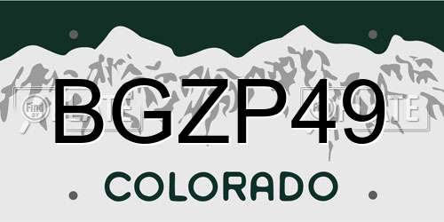 BGZP49 Colorado License Plate
