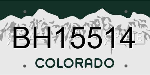 BH15514 Colorado License Plate