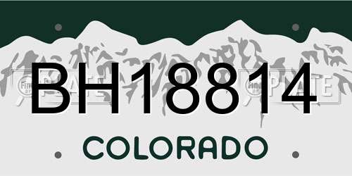 BH18814 Colorado License Plate