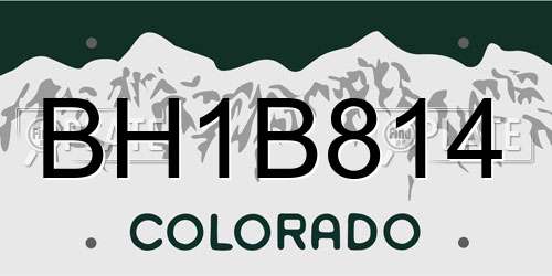 BH1B814 Colorado License Plate