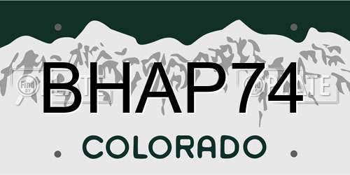 BHAP74 Colorado License Plate