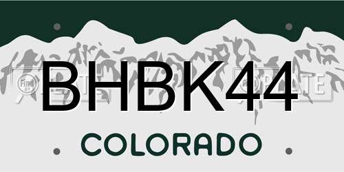 BHBK44 Colorado License Plate