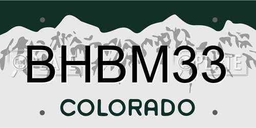 BHBM33 Colorado License Plate