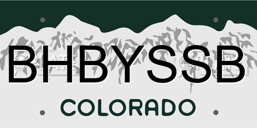 BHBYSSB Colorado License Plate