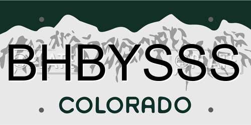 BHBYSSS Colorado License Plate