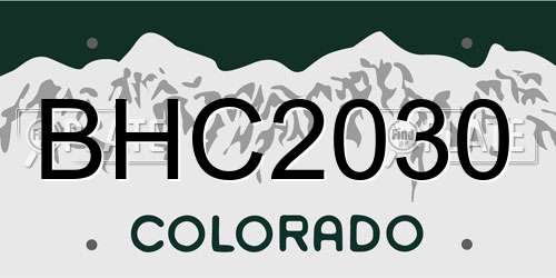 BHC2030 Colorado License Plate