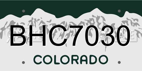 BHC7030 Colorado License Plate