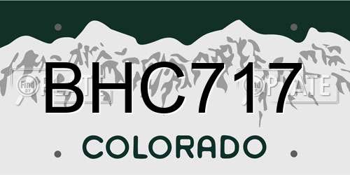 BHC717 Colorado License Plate