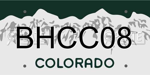 BHCC08 Colorado License Plate