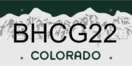 BHCG22 Colorado License Plate