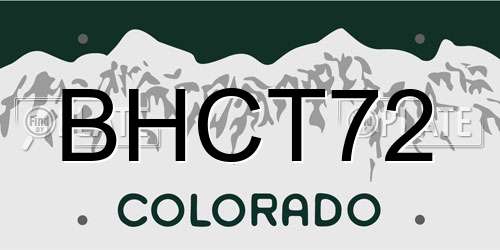 BHCT72 Colorado License Plate