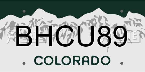 BHCU89 Colorado License Plate