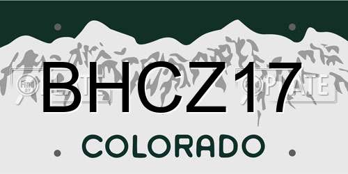 BHCZ17 Colorado License Plate