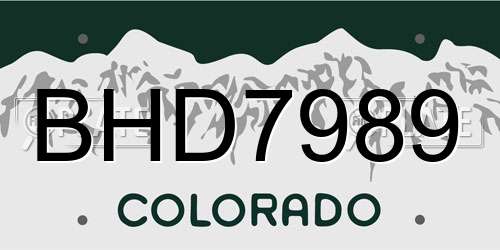 BHD7989 Colorado License Plate