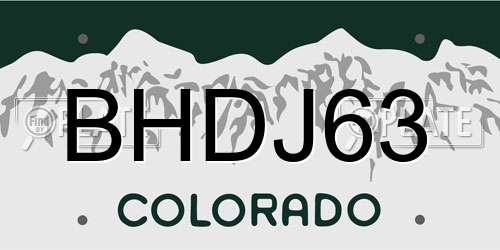 BHDJ63 Colorado License Plate