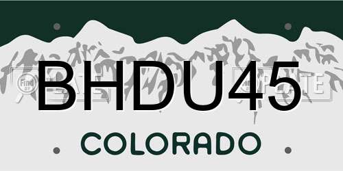 BHDU45 Colorado License Plate