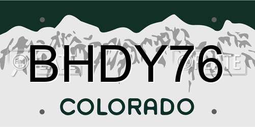 BHDY76 Colorado License Plate