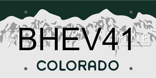 BHEV41 Colorado License Plate